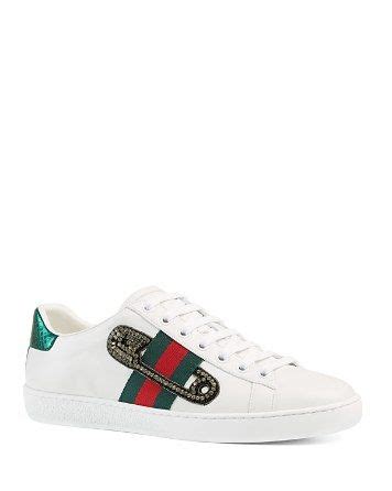 Gucci New Ace Safety Pin Lace Up Low Top Sneakers Shoes